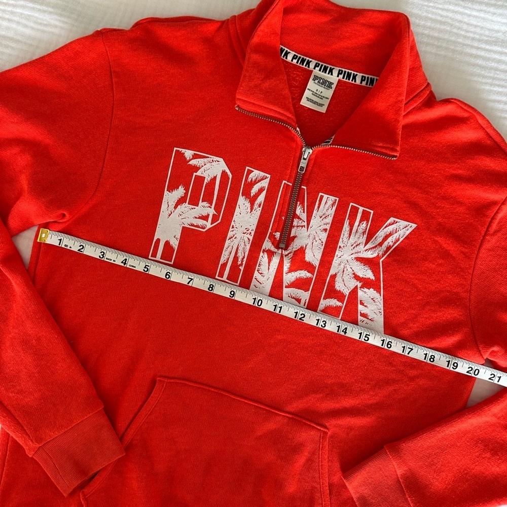 Victoria’s Secret PINK Y2K Orange Quarter Zip Oversized Crewneck Sweatshirt - Picture 5 of 8